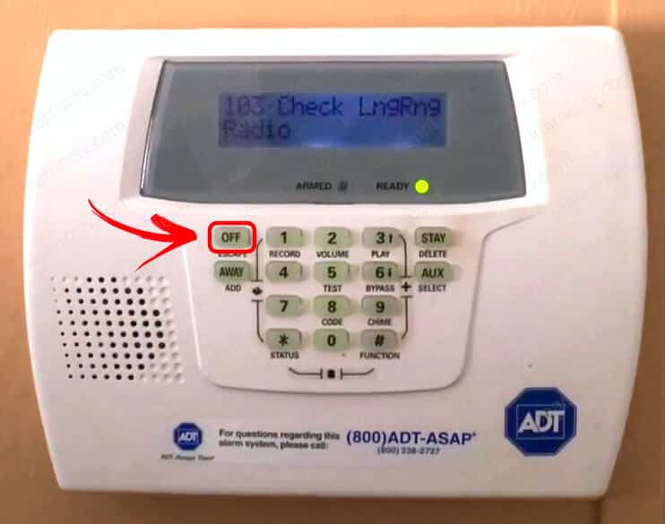 ADT Keypad Off button