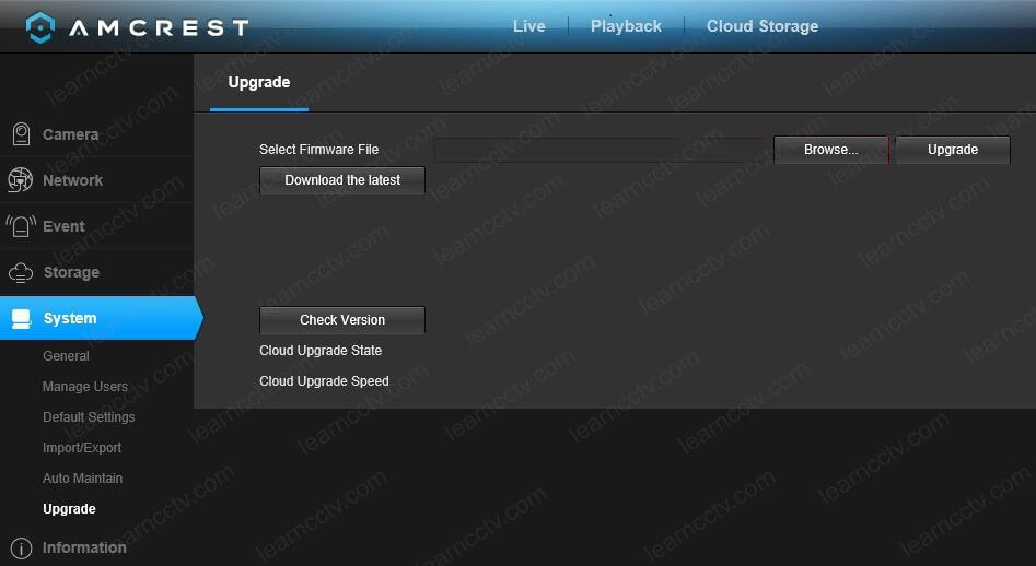 Amcrest Camera Web Interface Upgrade