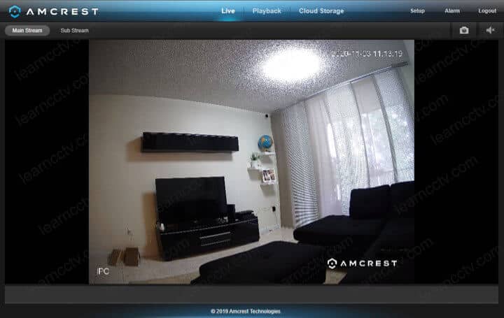 Amcrest IP camera Live via web browser