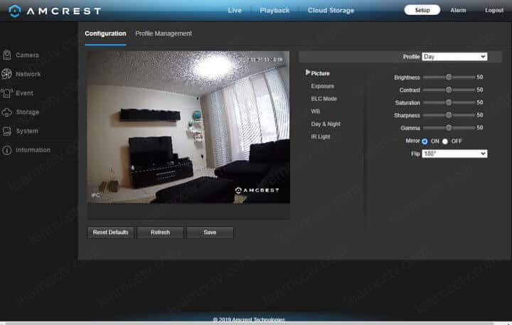 Amcrest IP camera setup via web browser