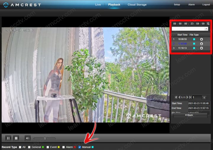 Amcrest Manual Recording