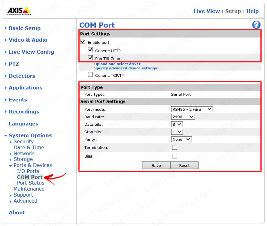 Axis encoder COM parameters