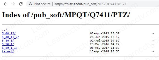 Axis PTZ Drivers in the FTP Server