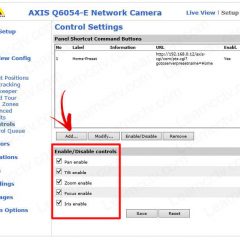 Axis PTZ Enable Disable Controls