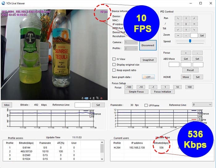 Bitrate para camera IP 10 FPS 720p