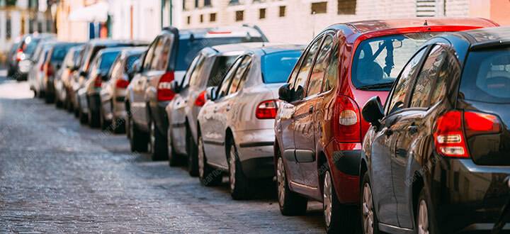 Cars parked on street