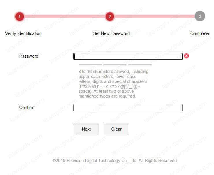 Create a new password for the Hikvsion camera