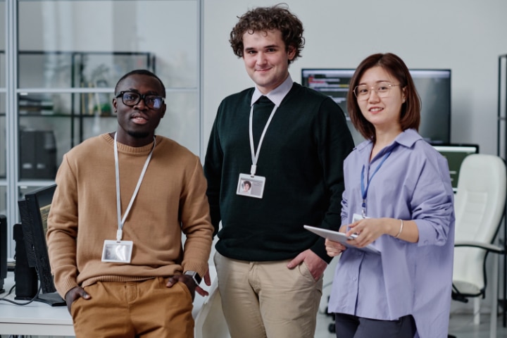 Group of IT specialists working in team