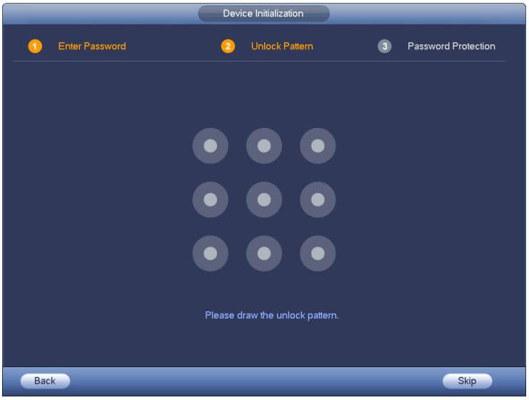 Dahua DVR Unlocking Pattern-Setup-Screen