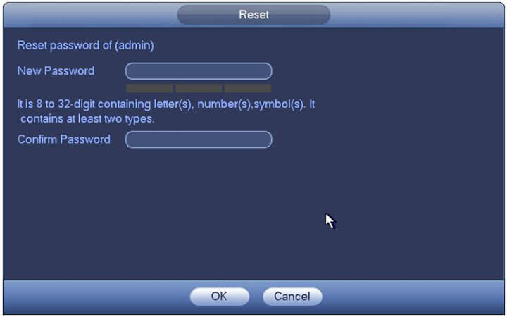 Dahua NVR Reset Create New Password