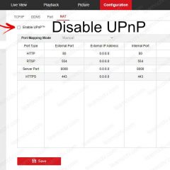 Disable UPnP in the Hikvision NVR