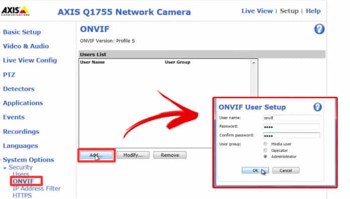 Enable ONVIF on Axis cameras