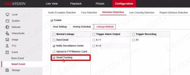 Enable Smart Tracking on Hikvision PTZ