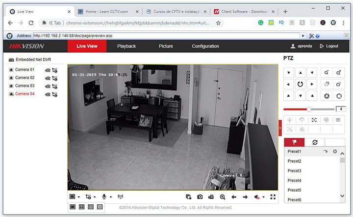 Google Chrome IE tab Hikvision DVR login OK