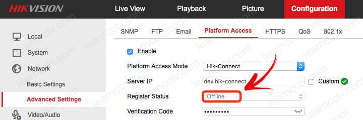 Hik-connect status offline