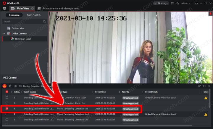 Hikviison iVMS-4200 Video Tampering Alert
