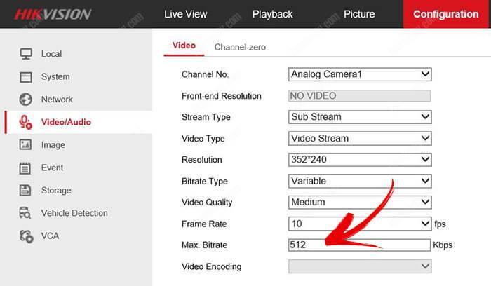 Hikvision DVR Bitrate configuration