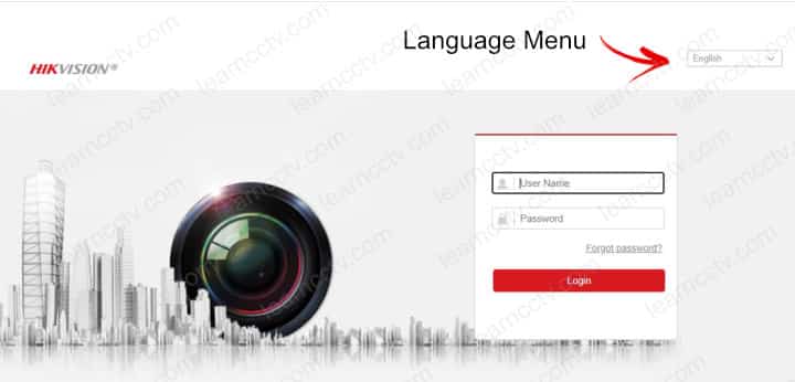 Hikvision camera login menu