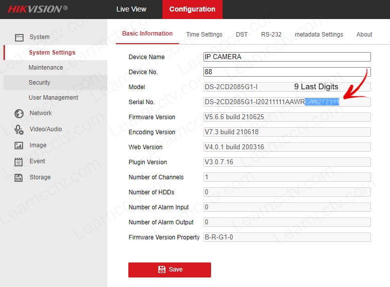 Hikvision Device Serial Number