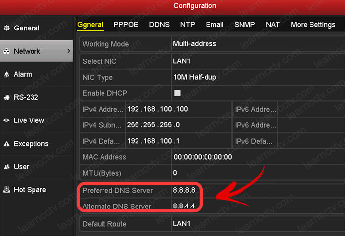 Hikvision DNS configuration