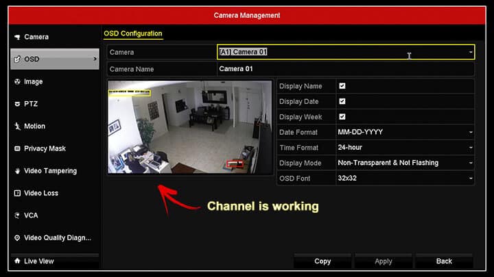 Hikvision DVR Channel is working