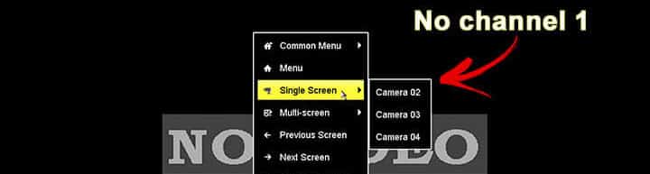 Hikvision DVR Channel No Channel 01 Display