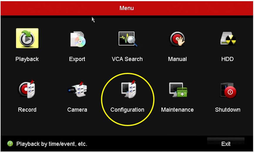 Hikvision DVR Configuration Menu