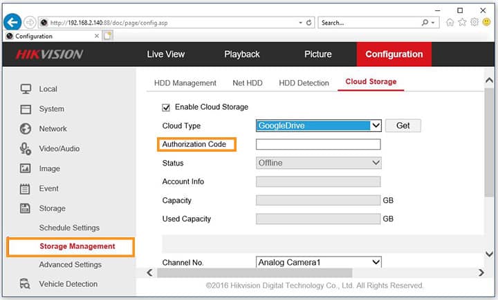 Hikvision DVR Configuration Storage Google Drive