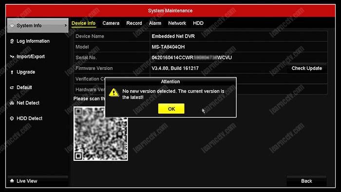 DVR has the last firmware