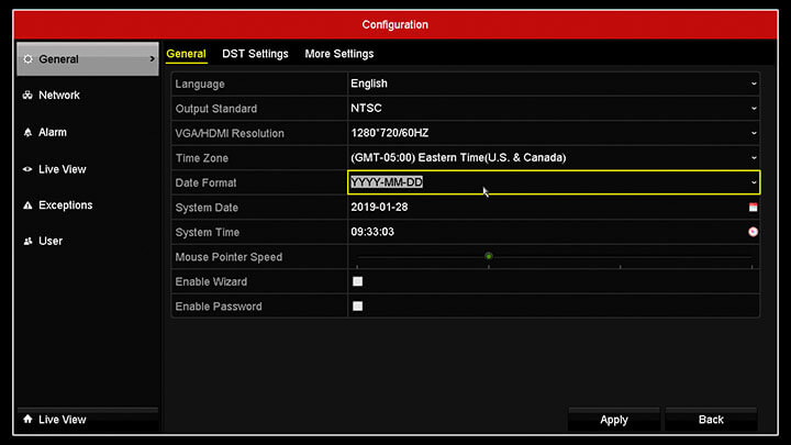 Hikvision DVR Main Menu Date and Time