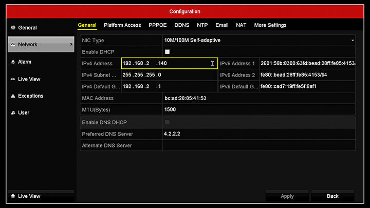 Hikvision DVR Menu Network IP