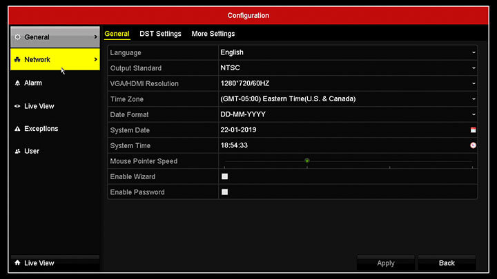 Hikvision DVR Menu Network