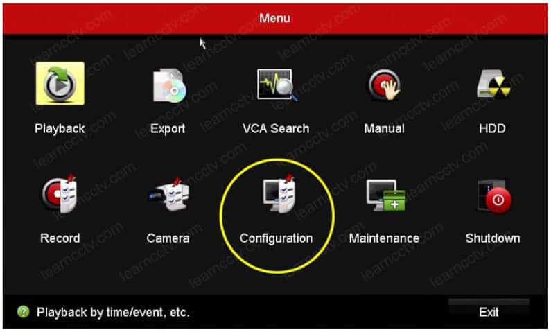 Hikvision DVR menu