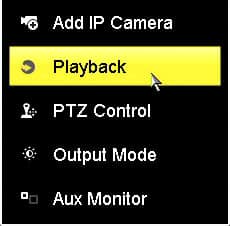 Hikvision DVR Playback Menu