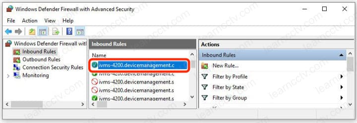 Hikvision iVMS 4200 rules on Windows firewall