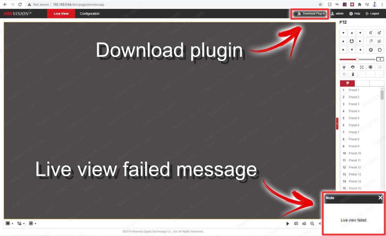 Hikvision Live View Failed Download Plugin Message