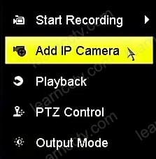 Hikvision NVR add camera button