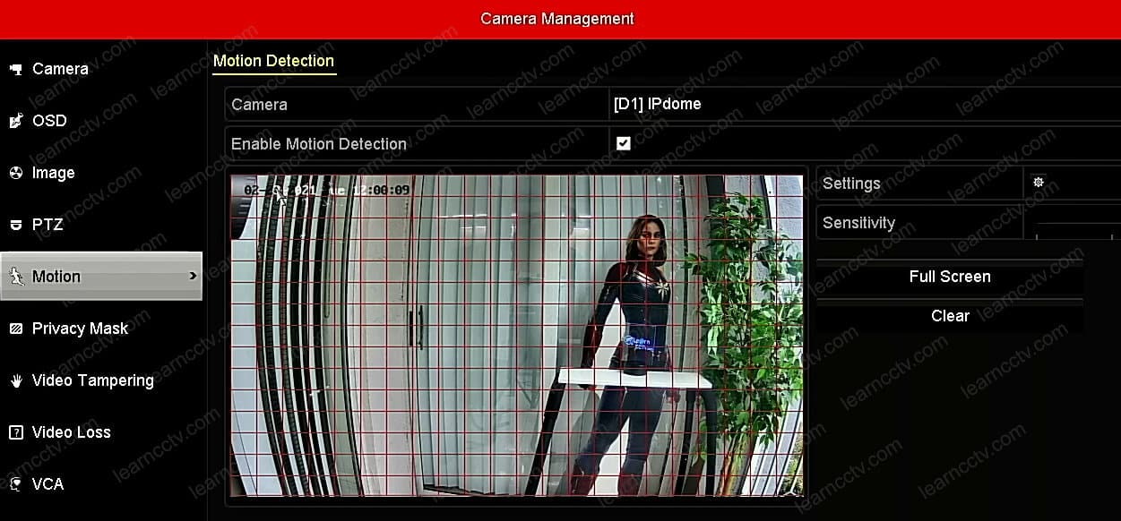 Hikvision NVR camera motion detection configuration