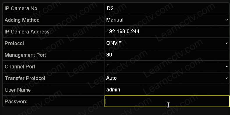 Hikvision NVR Edit camera screen