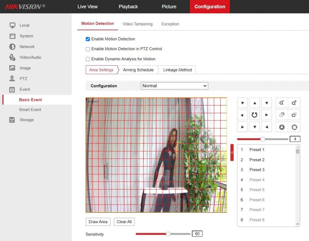 Hikvision NVR enable motion detection