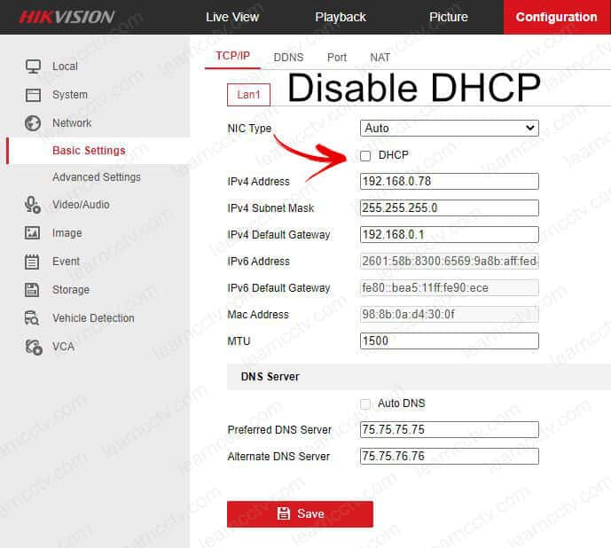 Hikvision NVR Network Menu