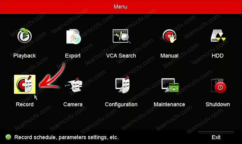 Hikvision NVR Record Menu
