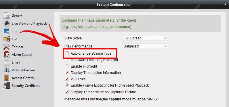 Change the auto stream parameter