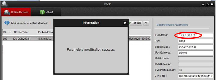 Hikvision SADP IP configuration