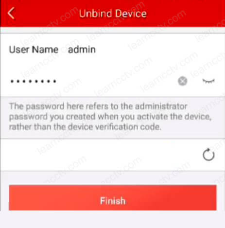 Hikvision Unbind device button credentials