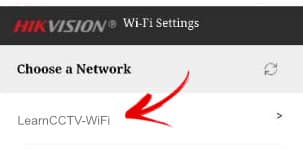 Hikvision WiFi Choose a Network to connect