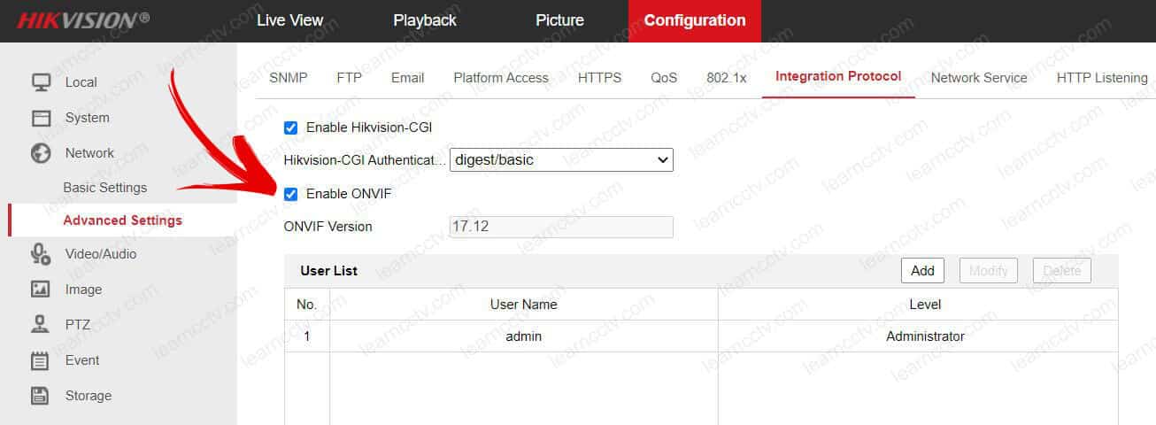 How to enable ONVIF protocol on Hikvision Cameras