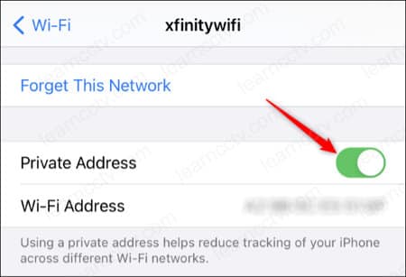 Iphone private address toggle