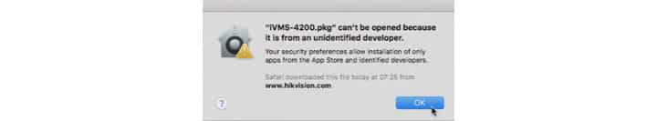 iVMS-4200 unidentified developer message