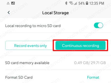 Local recording to micro sd card